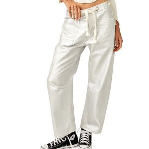 Free People We The Free Moxie Metallic Low Slung Barrel Jeans